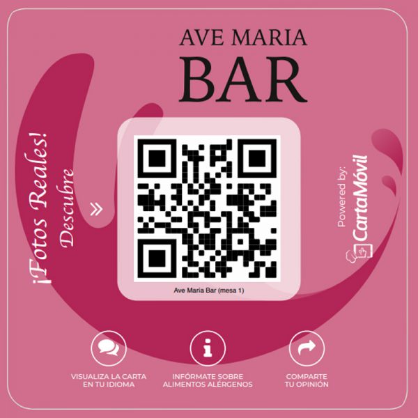 Restaurante Ave Maria pegatina QR diseño personalizacion