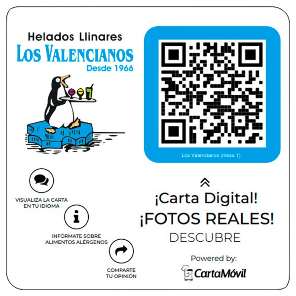 Restaurante Los Valencianos pegatina QR diseño personalizacion