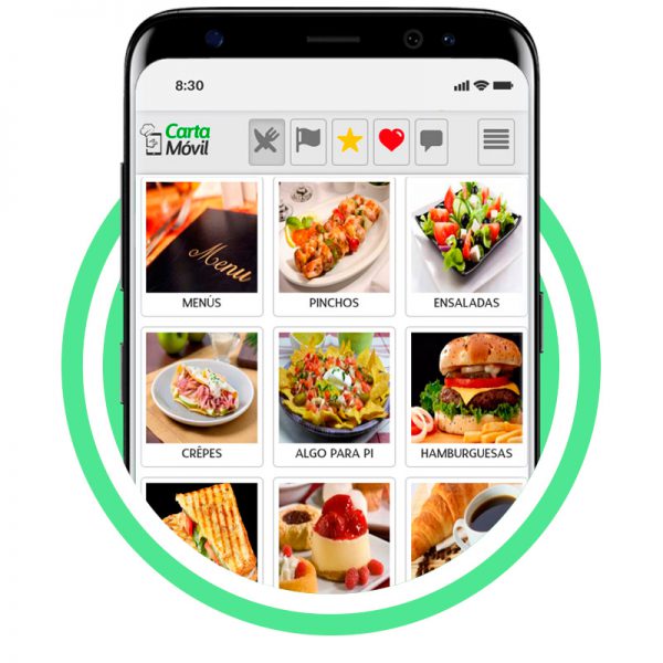 modulo-pedidos teléfono móvil con carta menú digital
